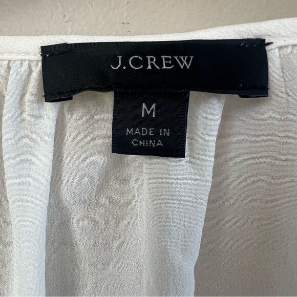 J Crew Boho SILK Delicate Embroidered V Neck Long Sleeve Boho Chic Blouse Size M - Picture 10 of 15